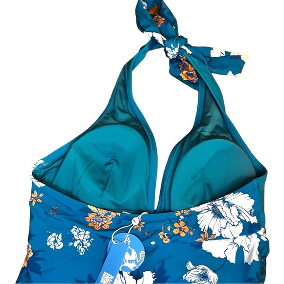 Cupshe Seafoam Garden One Piece Swimsuit with Tummy Control in Teal Floral NWT - Picture 13 of 16